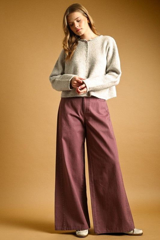 Grey Ribbed Button Up Cardi