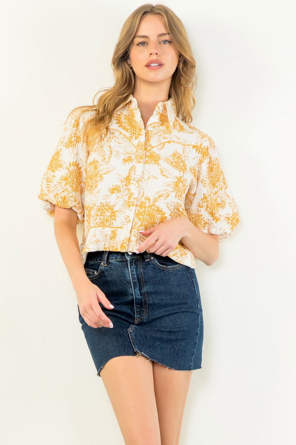 Sunflower Puff Sleeve Top