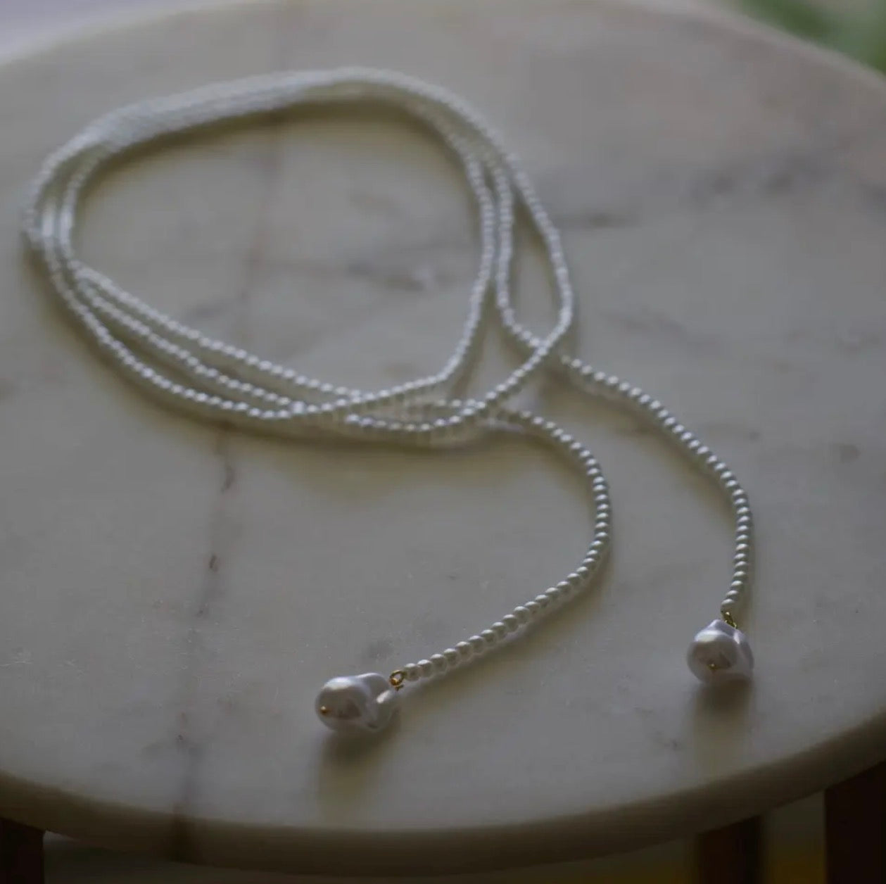 Wrap Pearl Lariat Necklace