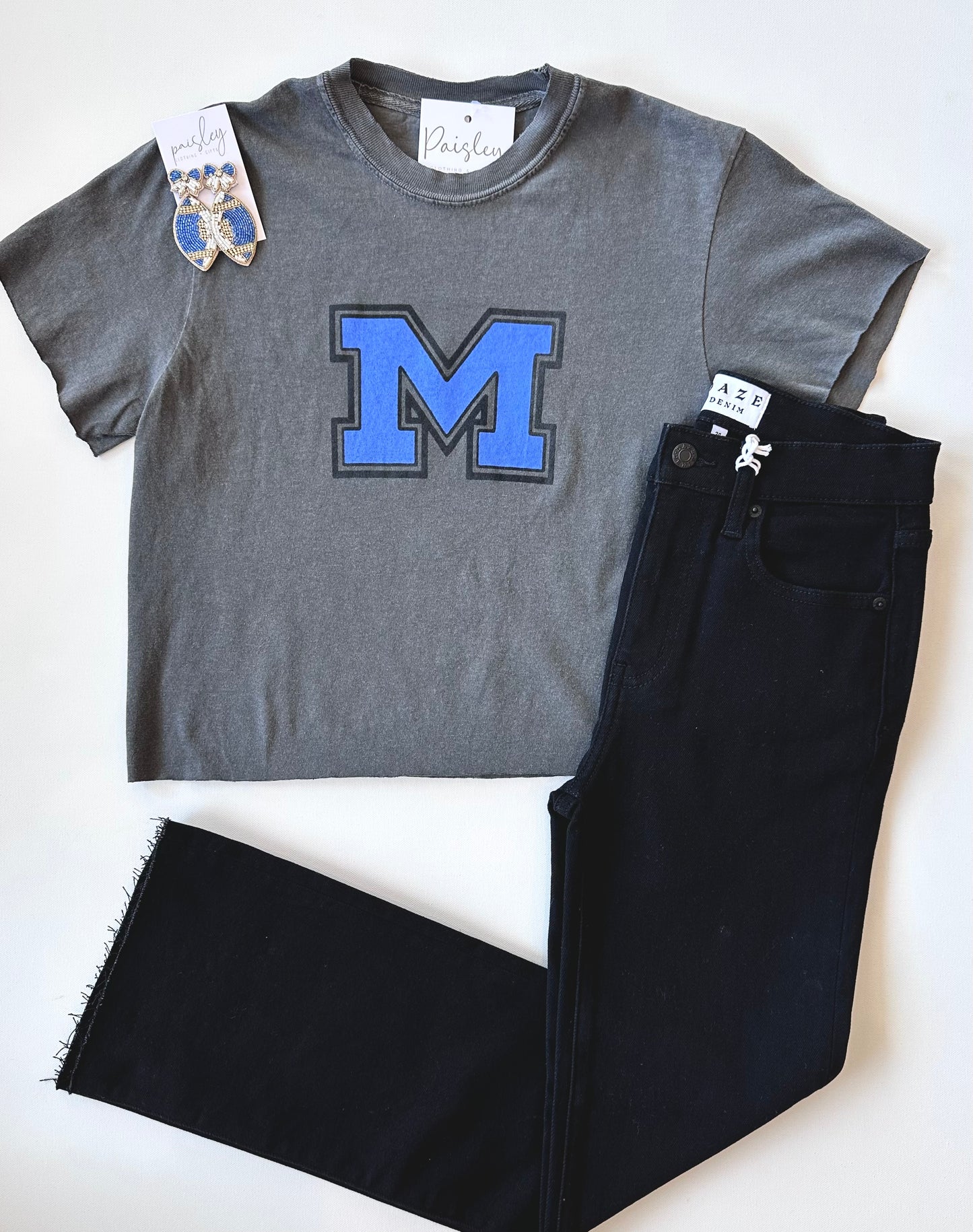 MHS Varsity Tee in Washed Black