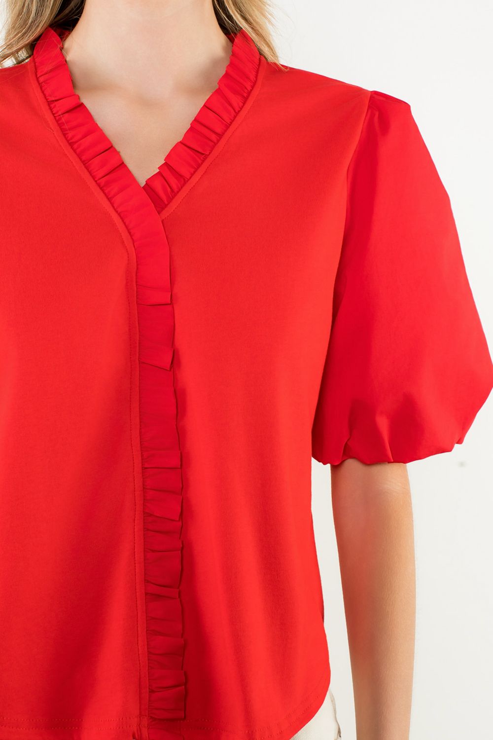 Poplin Puff Sleeve Top