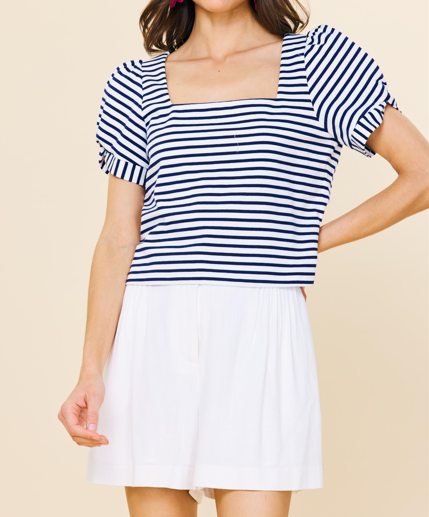 Sausalito Striped Top in Navy