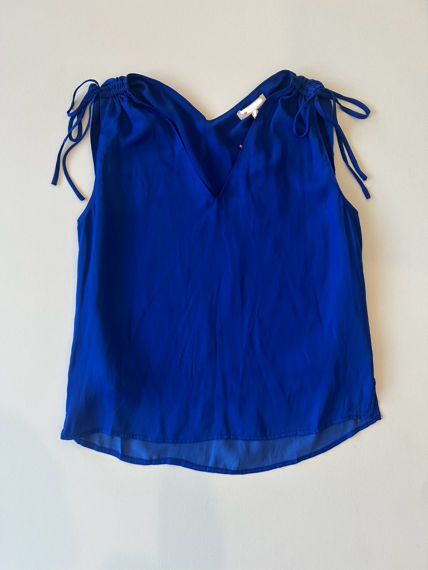 Satin Shirred V-Neck