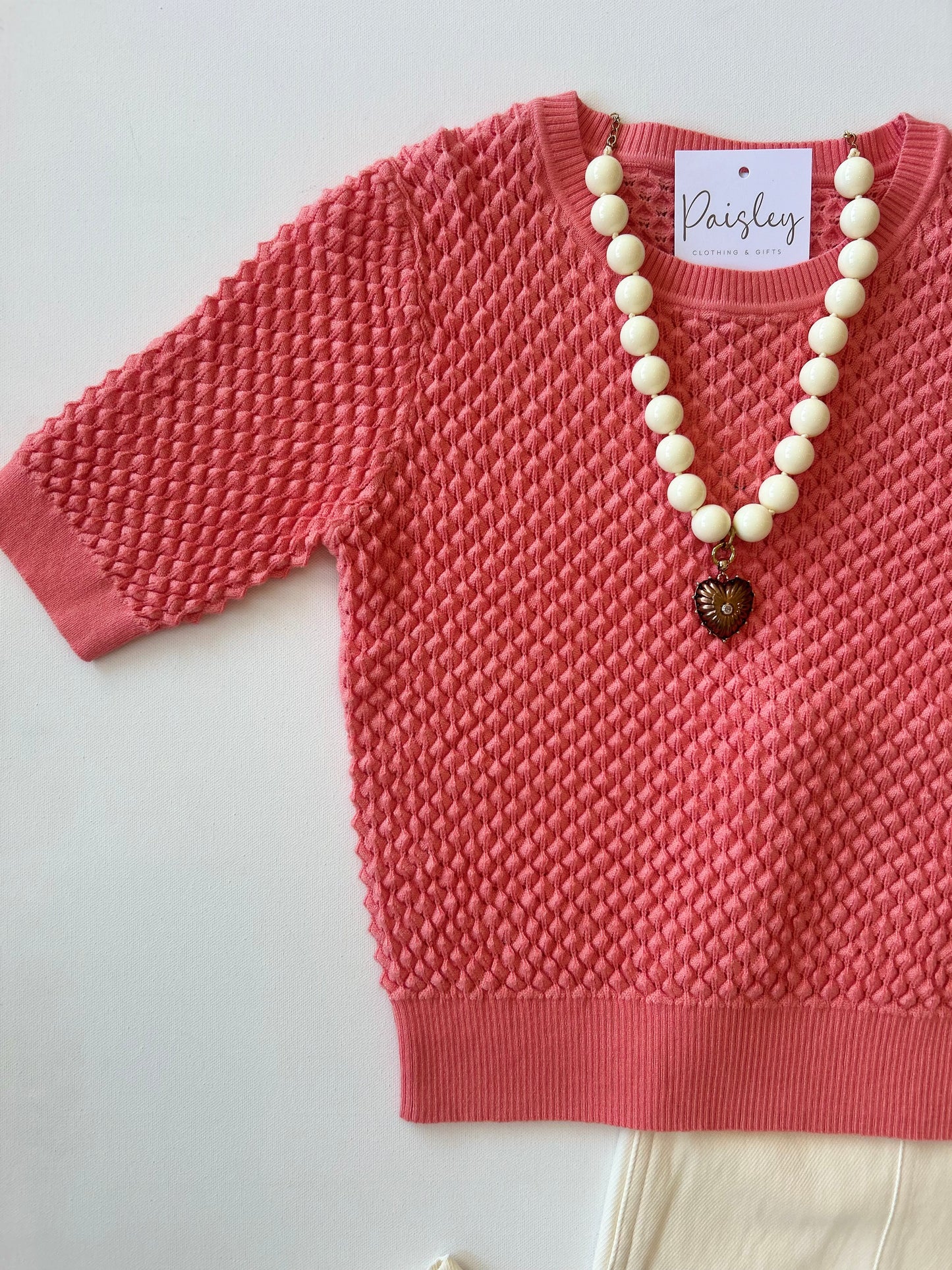 Elise Knit Top in Coral