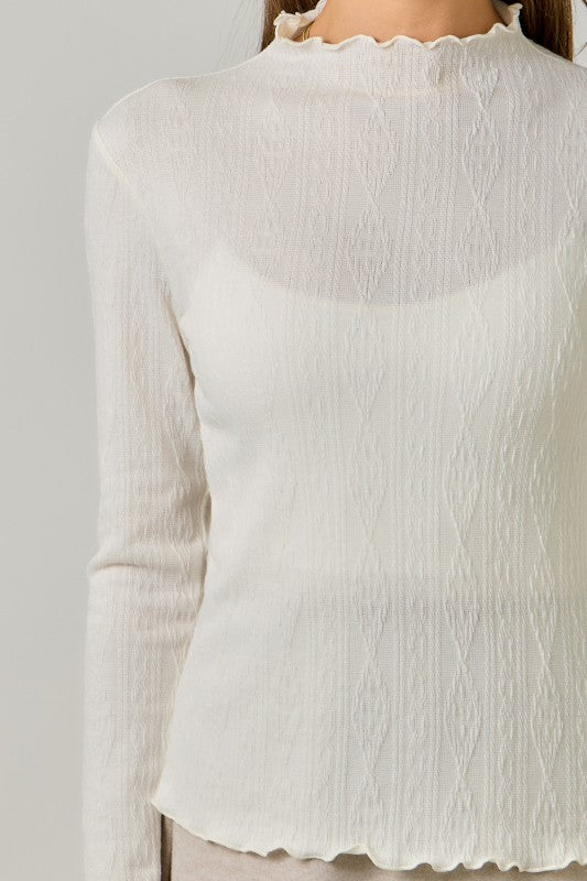 Ivory Cable Knit Mock Neck
