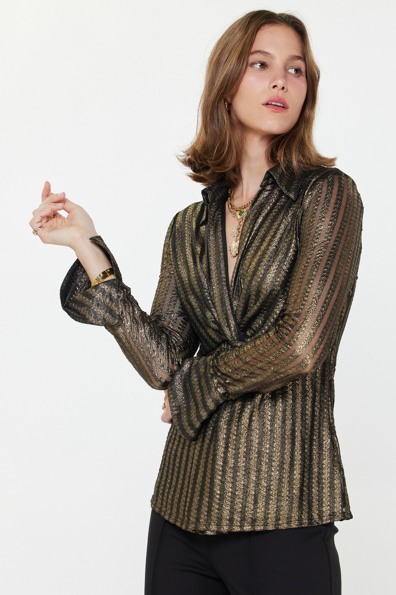 Black/Gold Twist Front Top