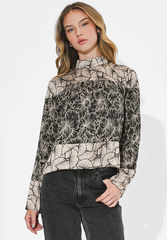 Meghan Twin Print Turtle Neck Top