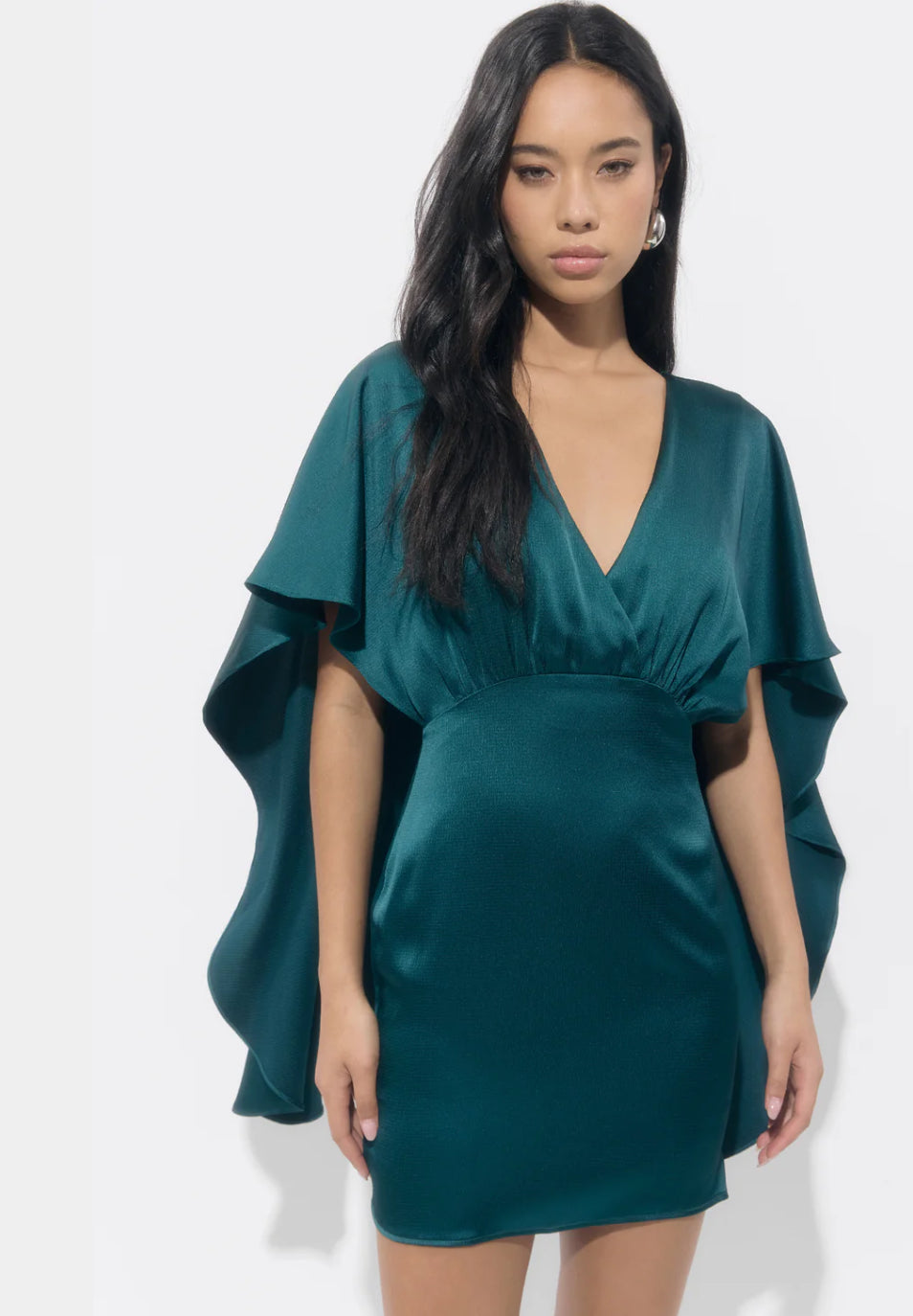 Aria Satin Cape Mini Dress