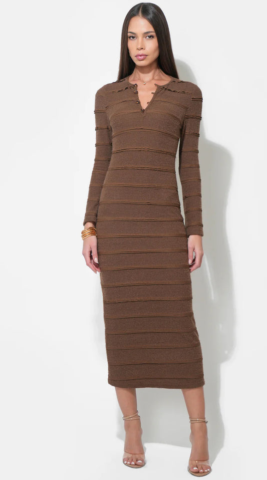 Valerie Knit Tie Neck Midi Dress