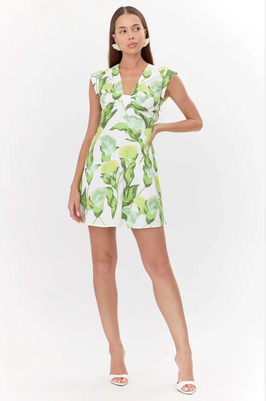 Eloise Twist Front Embroidered Tiered Mini Dress