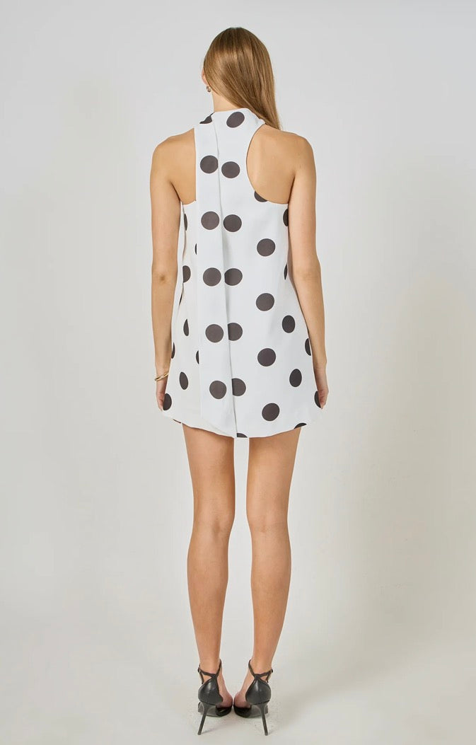 Polka Dot Choker Tie Mini Dress