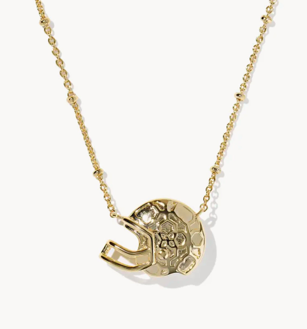 Football Helmet Pendant Necklace Ivory MOP