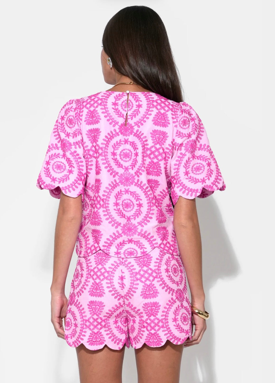 Hadley Square Neck Embroidery Scallop Top