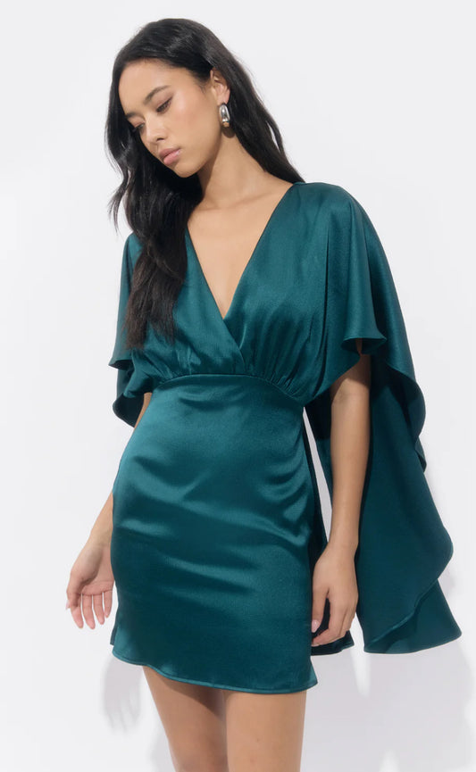 Aria Satin Cape Mini Dress