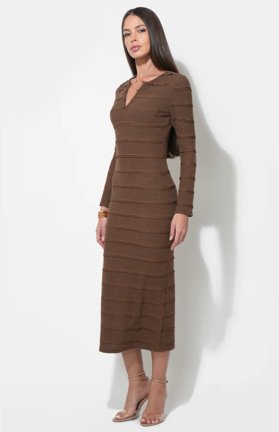 Valerie Knit Tie Neck Midi Dress