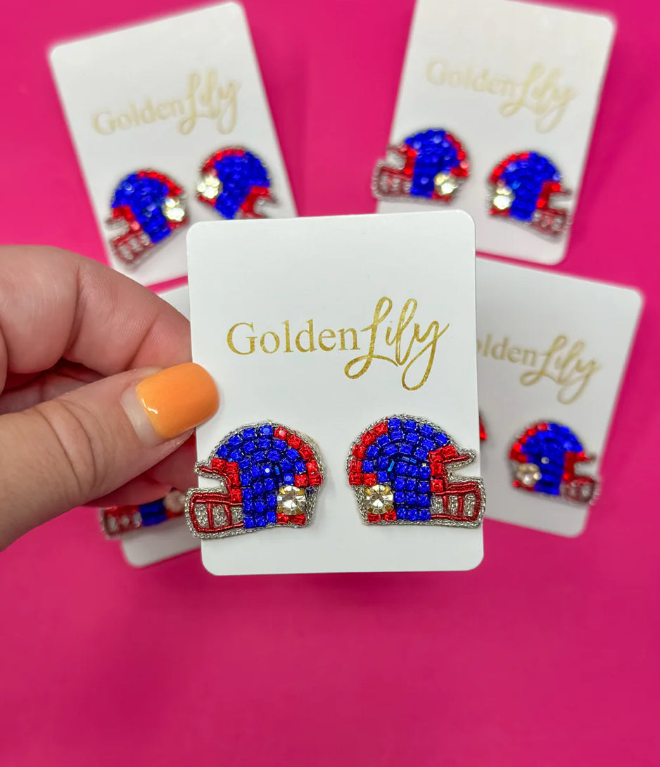 GAME DAY HELMET STUD EARRINGS