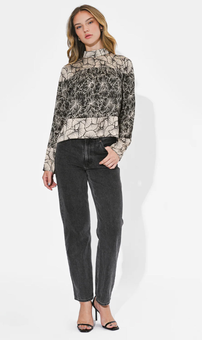 Meghan Twin Print Turtle Neck Top