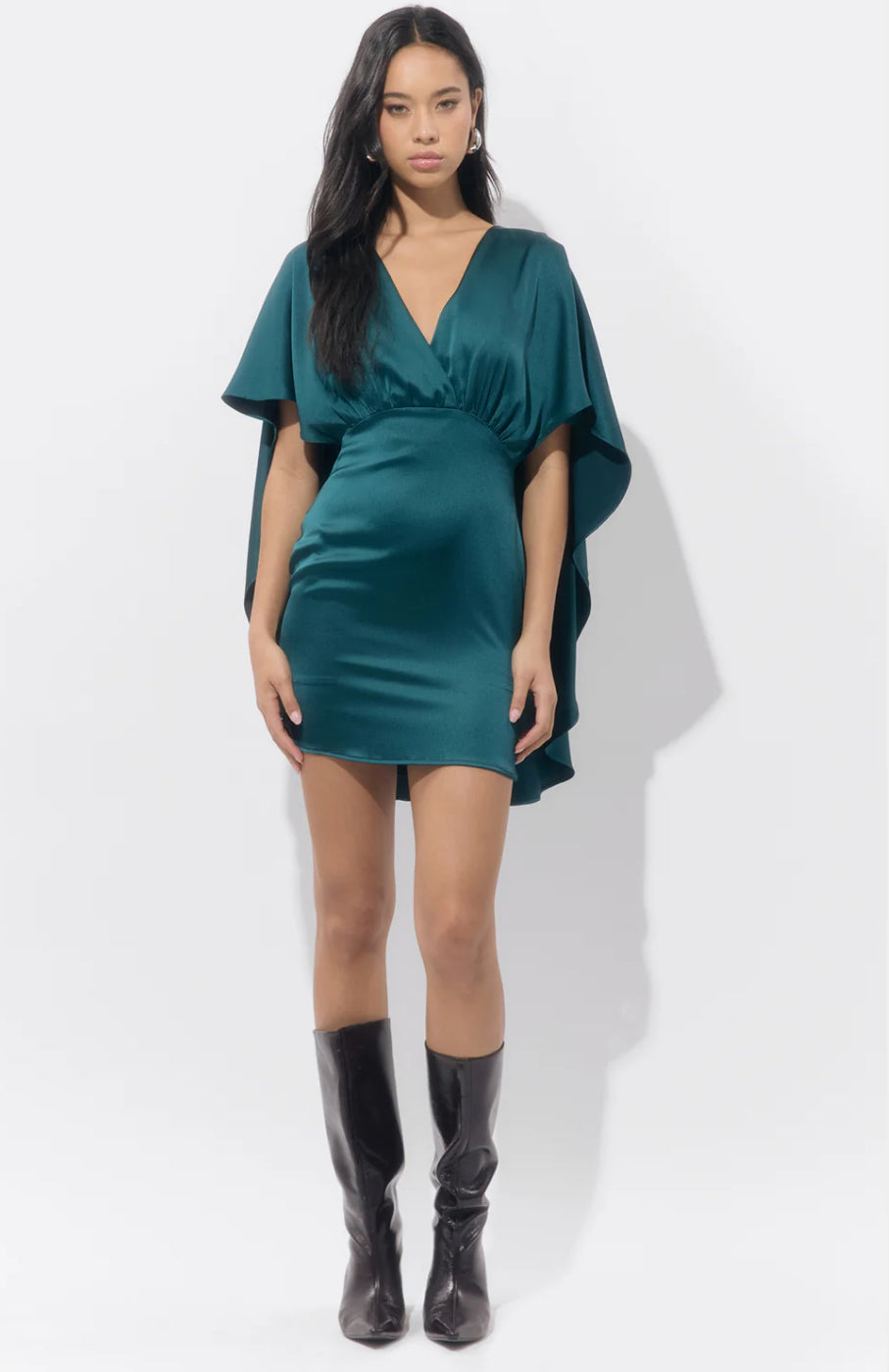 Aria Satin Cape Mini Dress