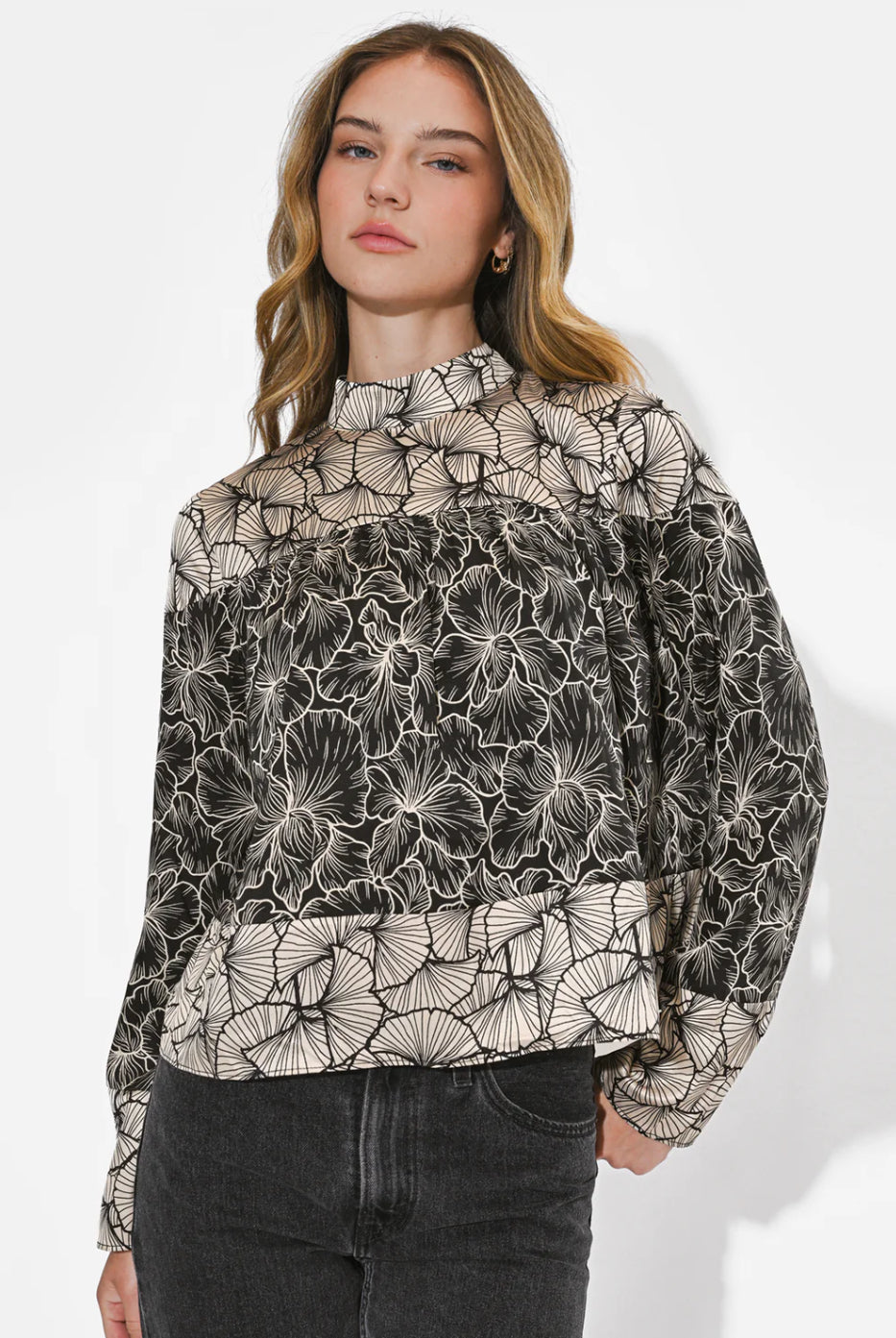 Meghan Twin Print Turtle Neck Top