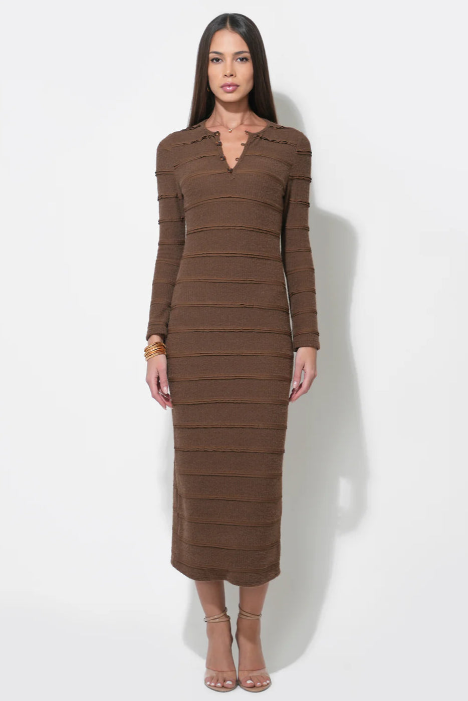 Valerie Knit Tie Neck Midi Dress