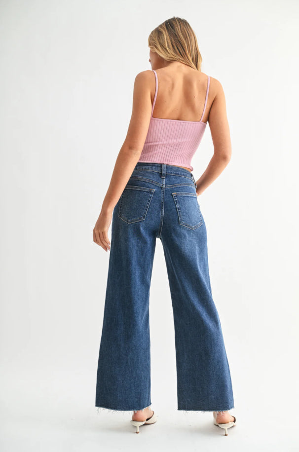 Dark Slim Wide Leg Jean