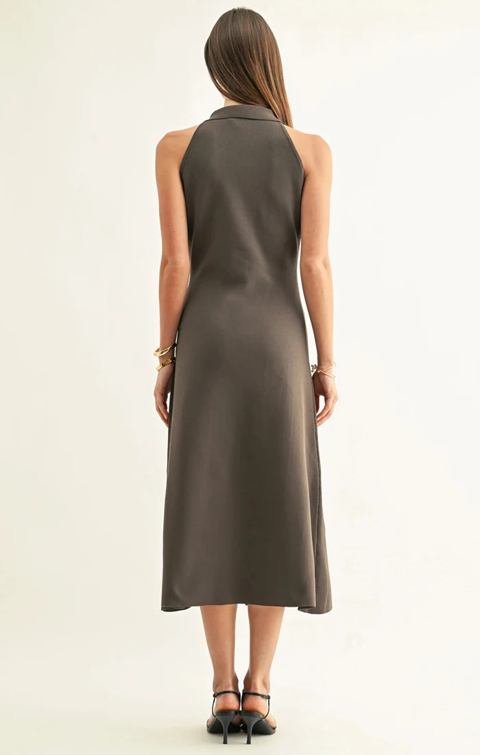 Lily Halter Shirt Midi Knit Dress