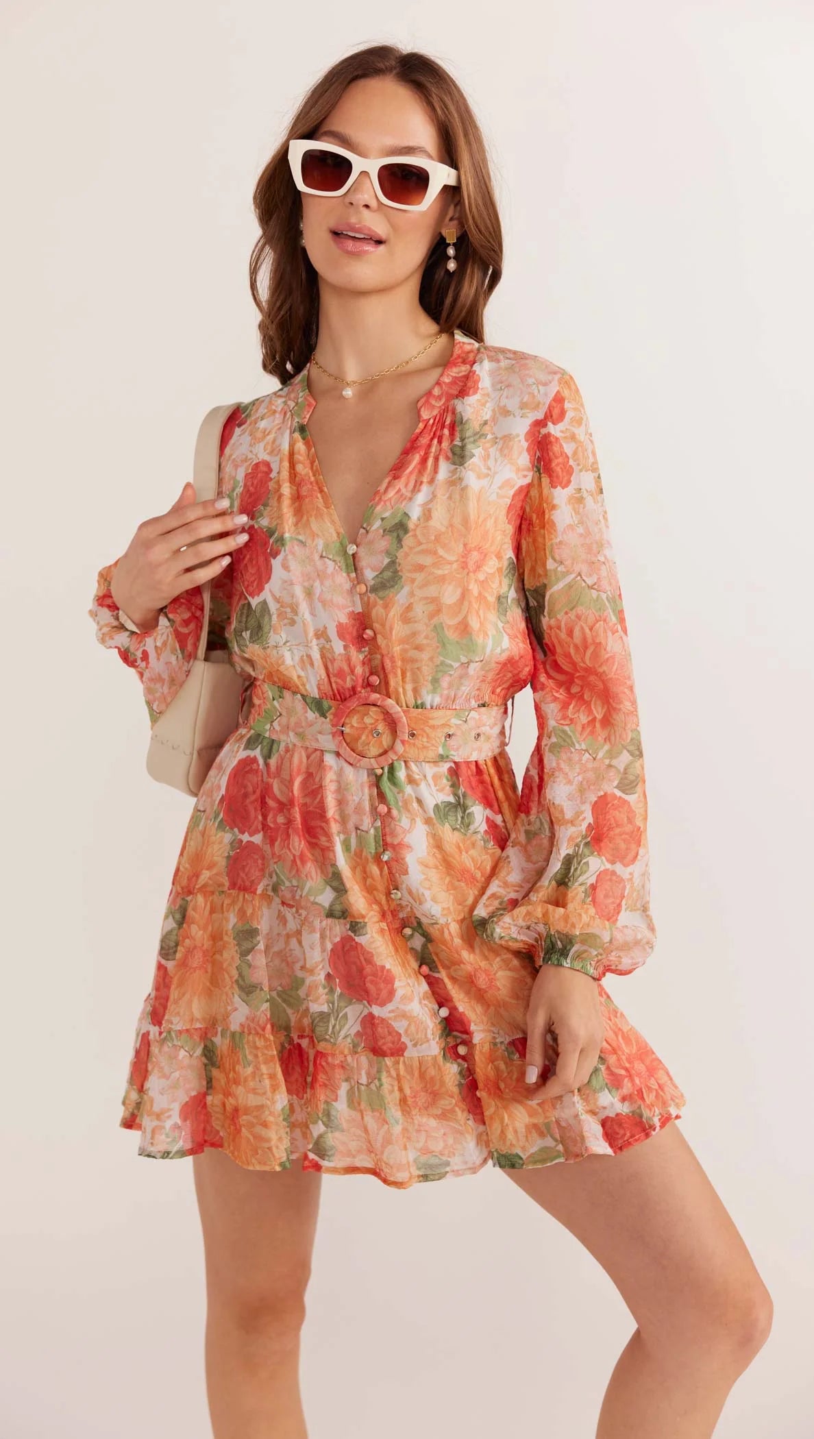 Aida Apricot Floral Dress