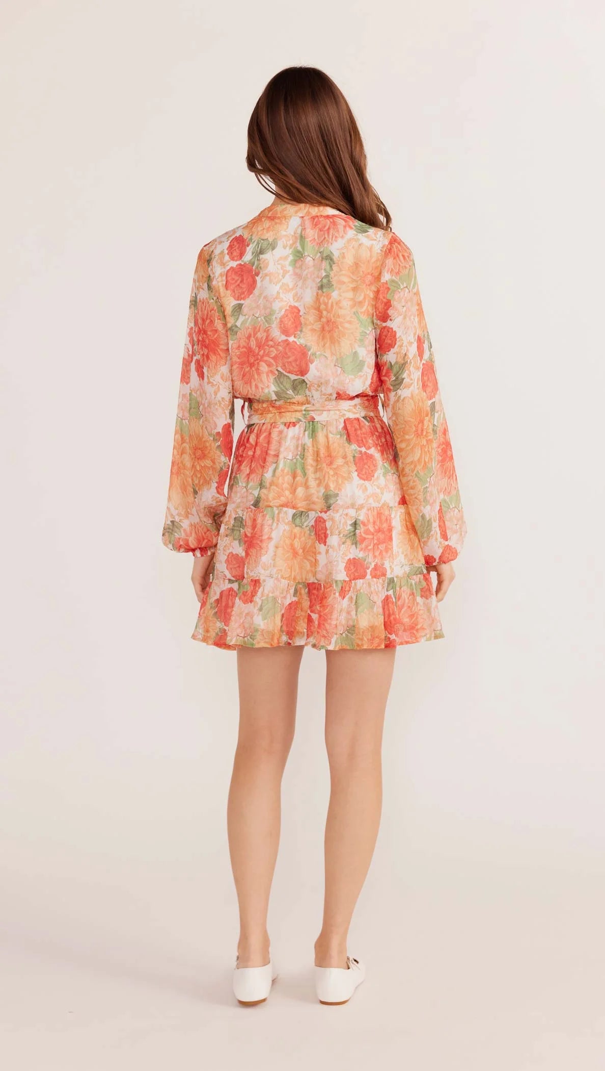 Aida Apricot Floral Dress