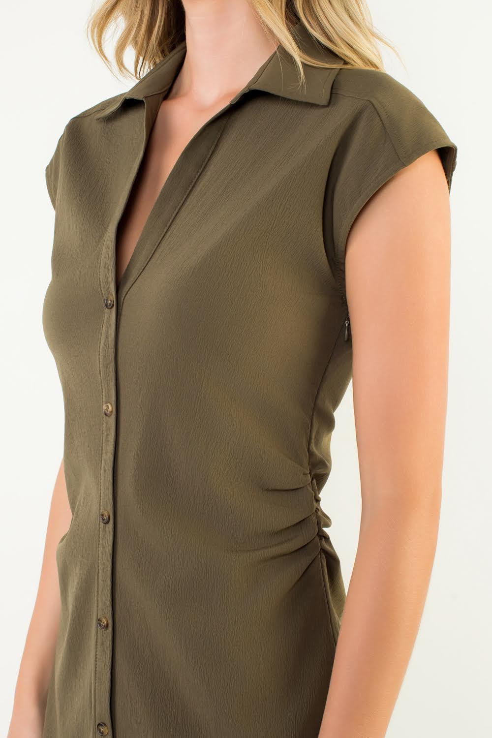 Stella Ruched Midi in Olive