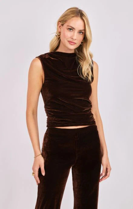 Midnight Oil Velvet Ruched Top