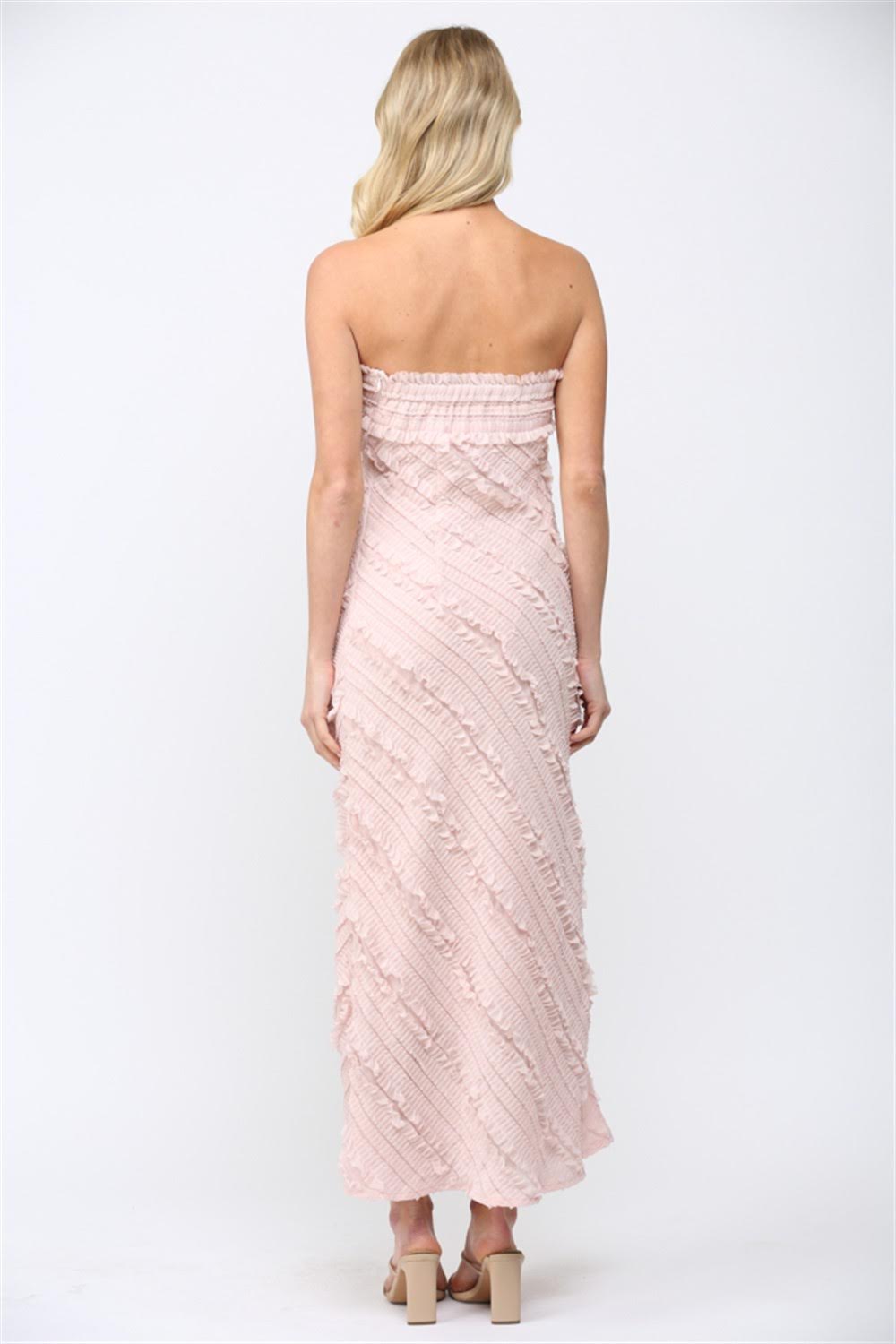 Dusty Pink Strapless Maxi Dress