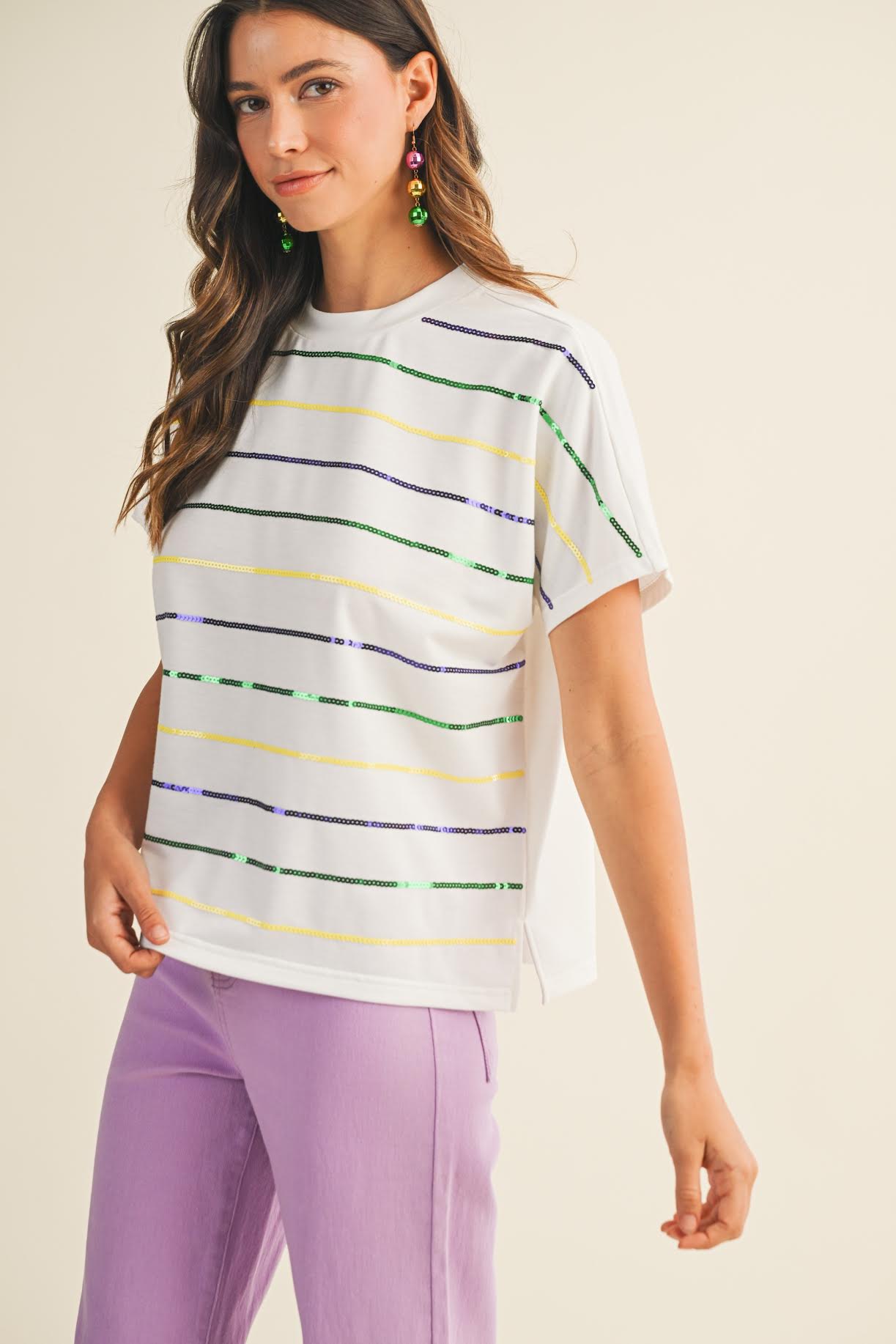 MG Striped Sequin Knit Tee