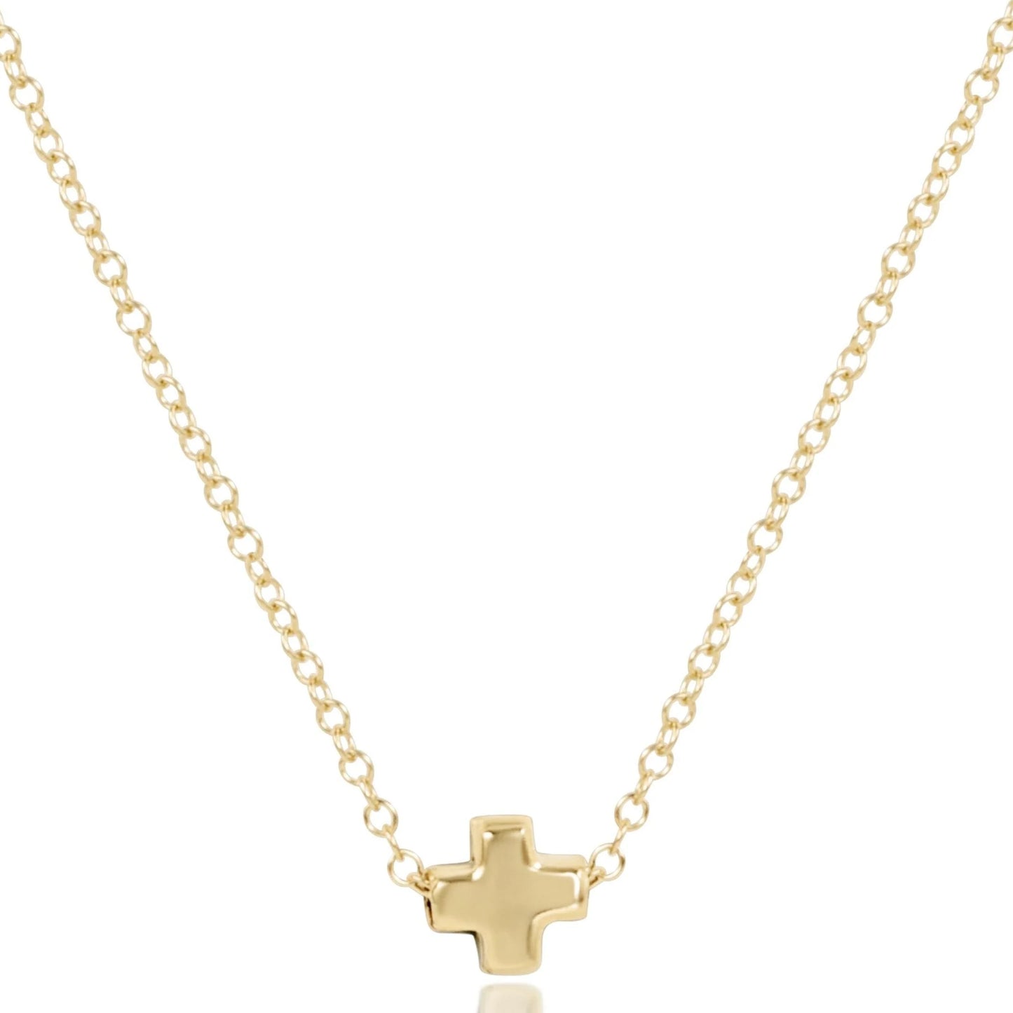 16" necklace gold - signature cross small gold - e.newton