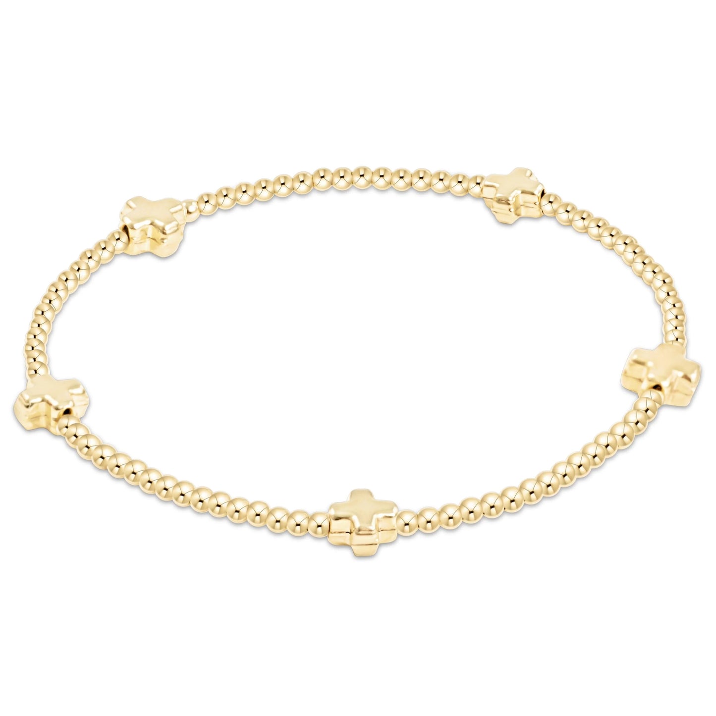 signature cross small 2mm gold bracelet - gold - e.newton