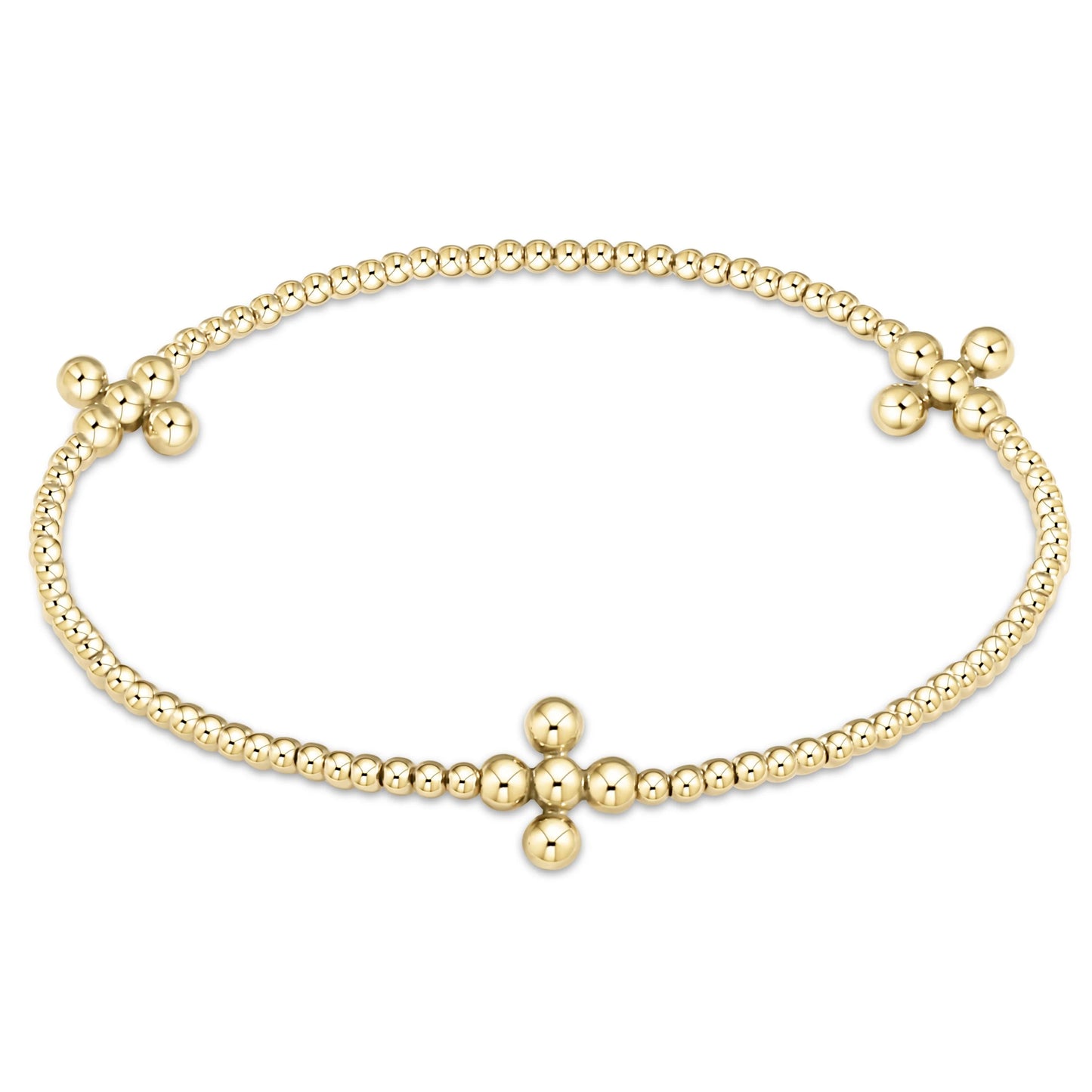beaded 3mm gold signature cross 2mm gold bracelet - e.newton