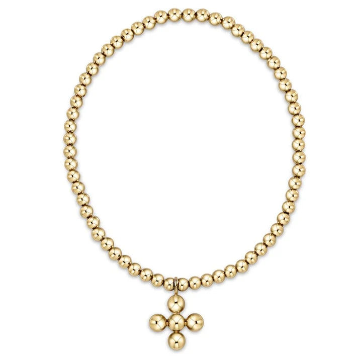 classic gold 3mm bracelet - sig. cross 4mm gold charm - e.newton