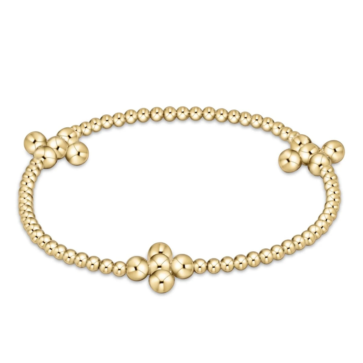 beaded 4mm gold signature cross 2.5mm gold bracelet - e.newton