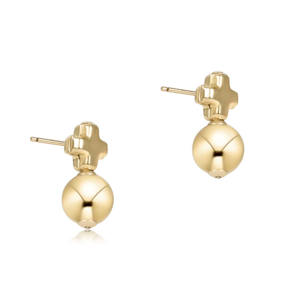 signature cross small gold studs - classic gold - e.newton