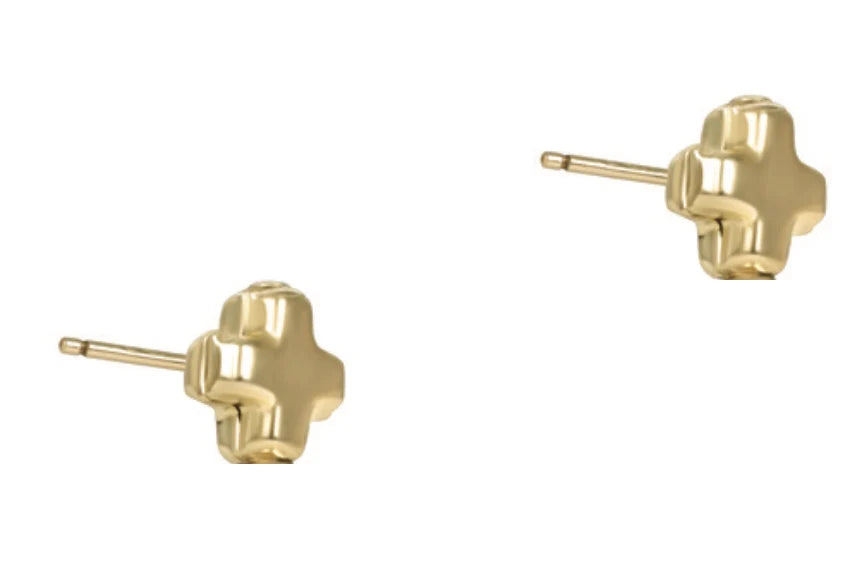 signature cross small gold studs - gold - e.newton