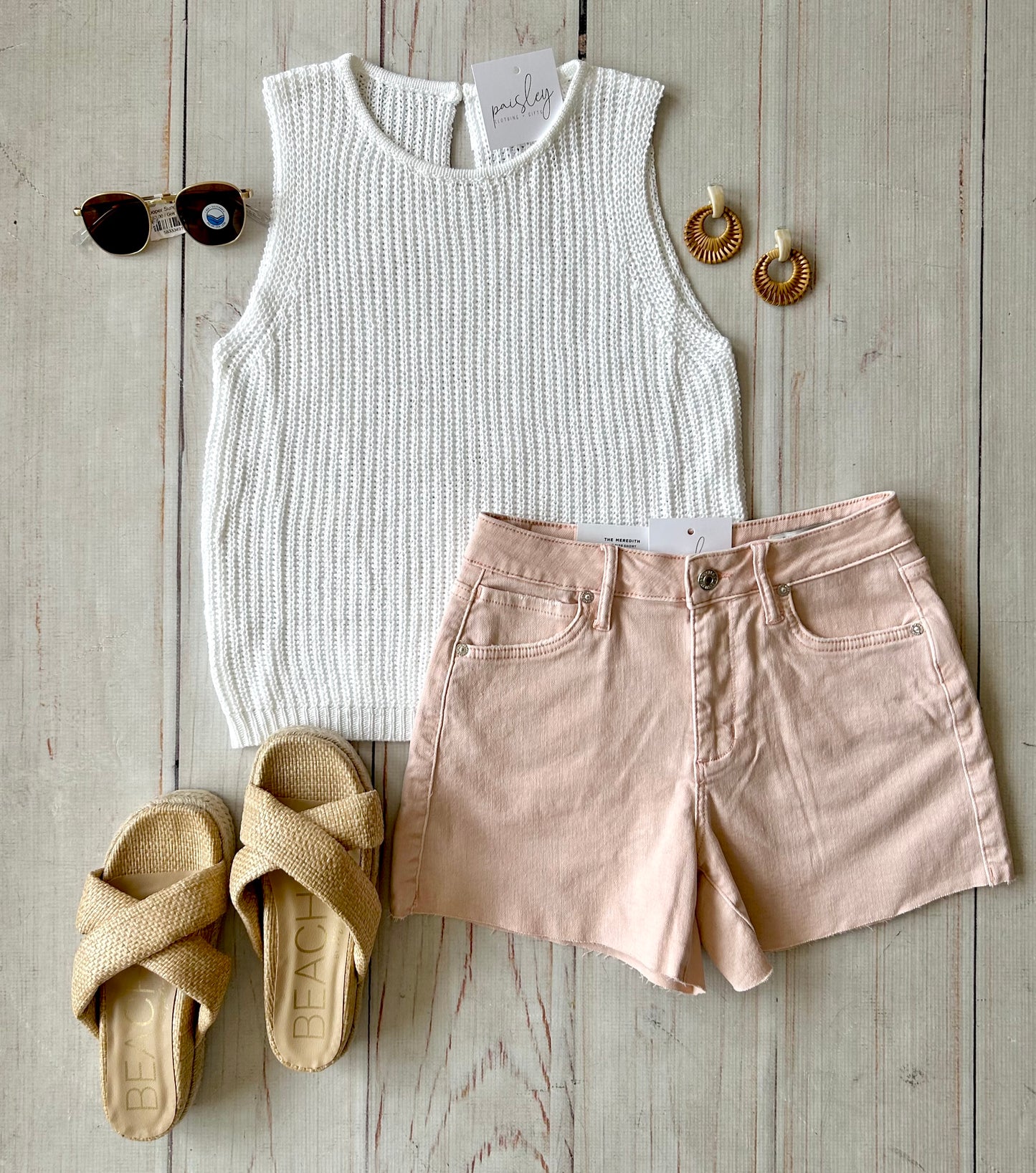 Meredith Mid Rise Jean Short in Rose Quartz