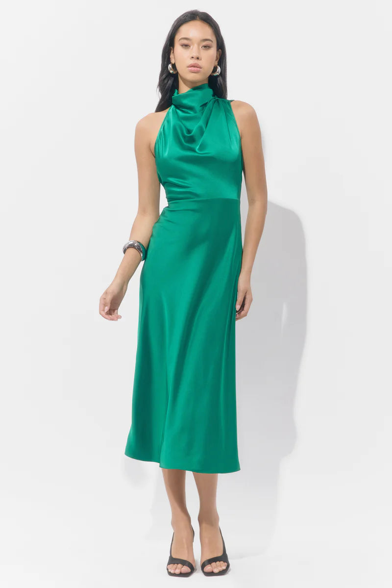 Jodie High Neck Satin Dress