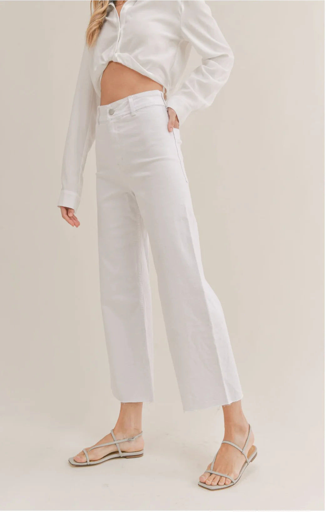 Clear Eyes Wide Leg White Pant