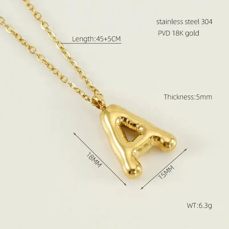 Balloon Style Initial Necklac: B
