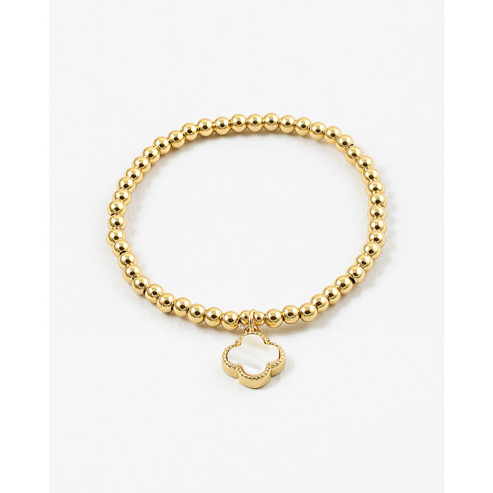 Gold Mother of Pearl Clover Bracelet