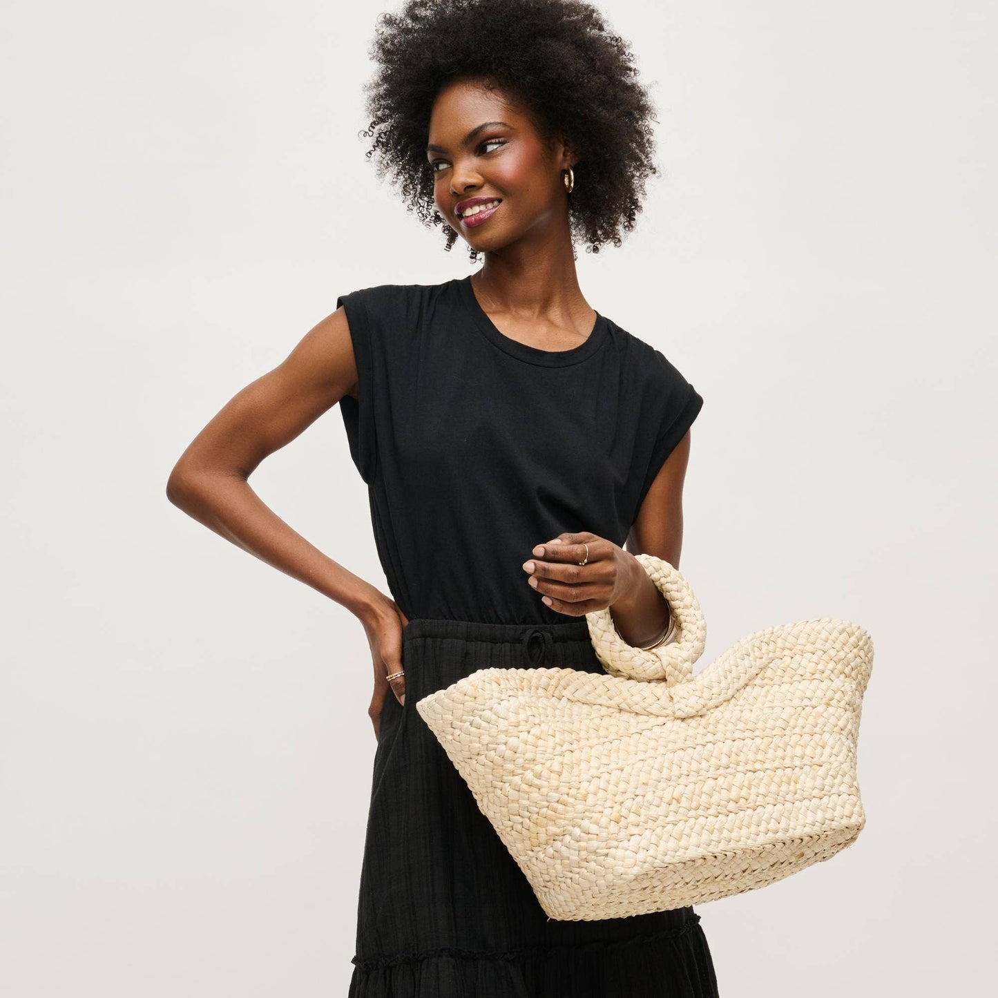 Edith Ring Handle Tote: Ivory