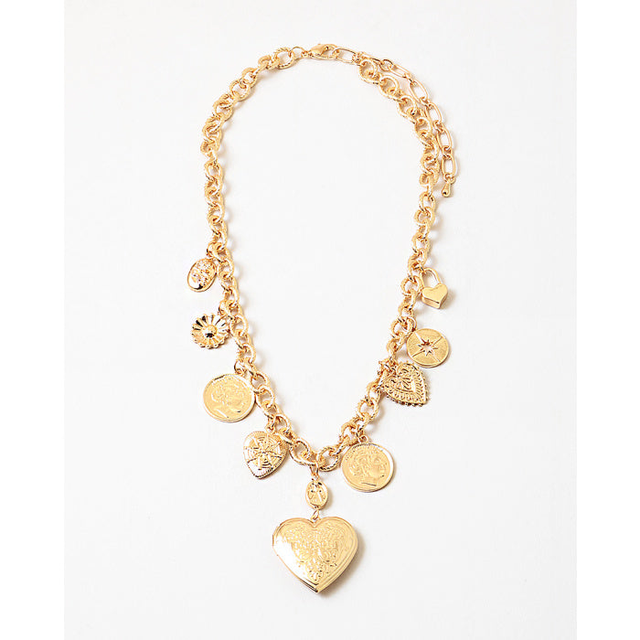 Gold Lockett Charm Necklace