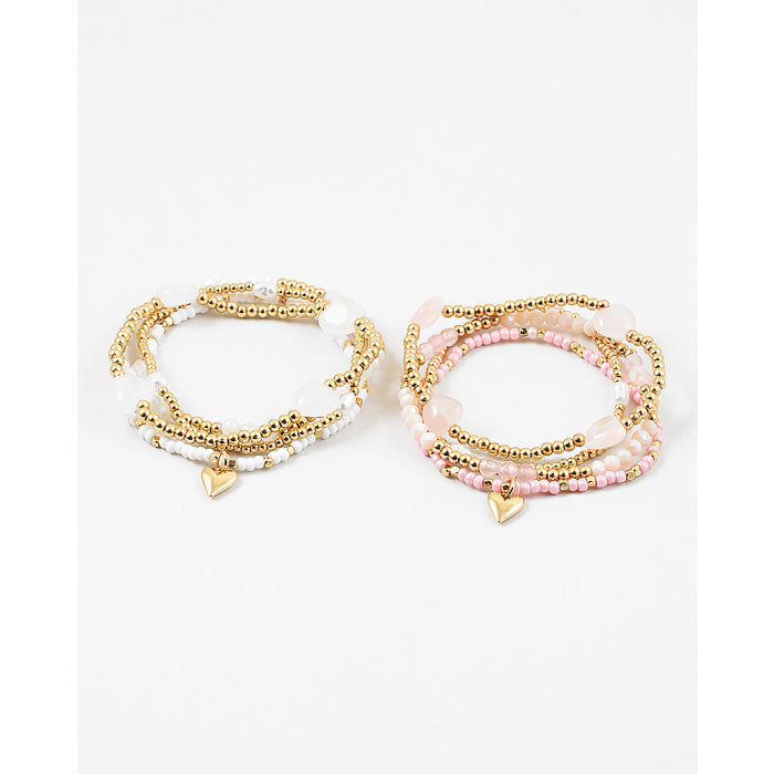 Beaded Bracelet Set with Hearts