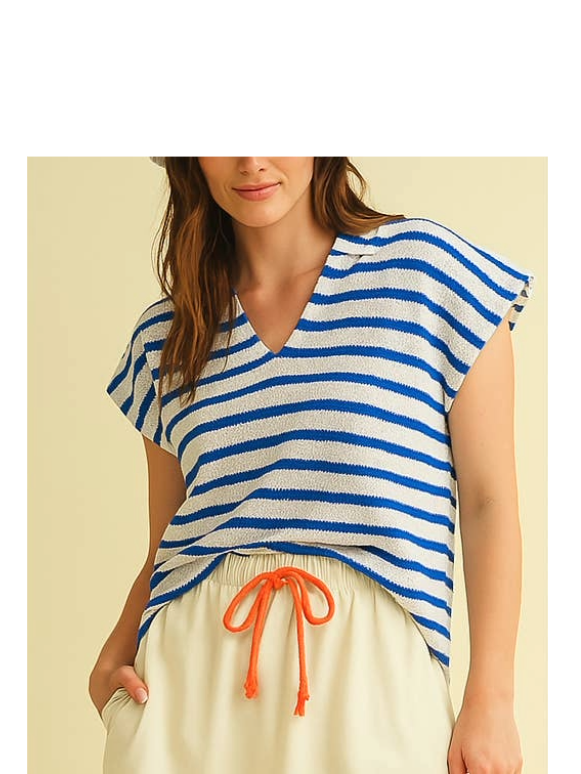 Isla Woven Royal & White Top
