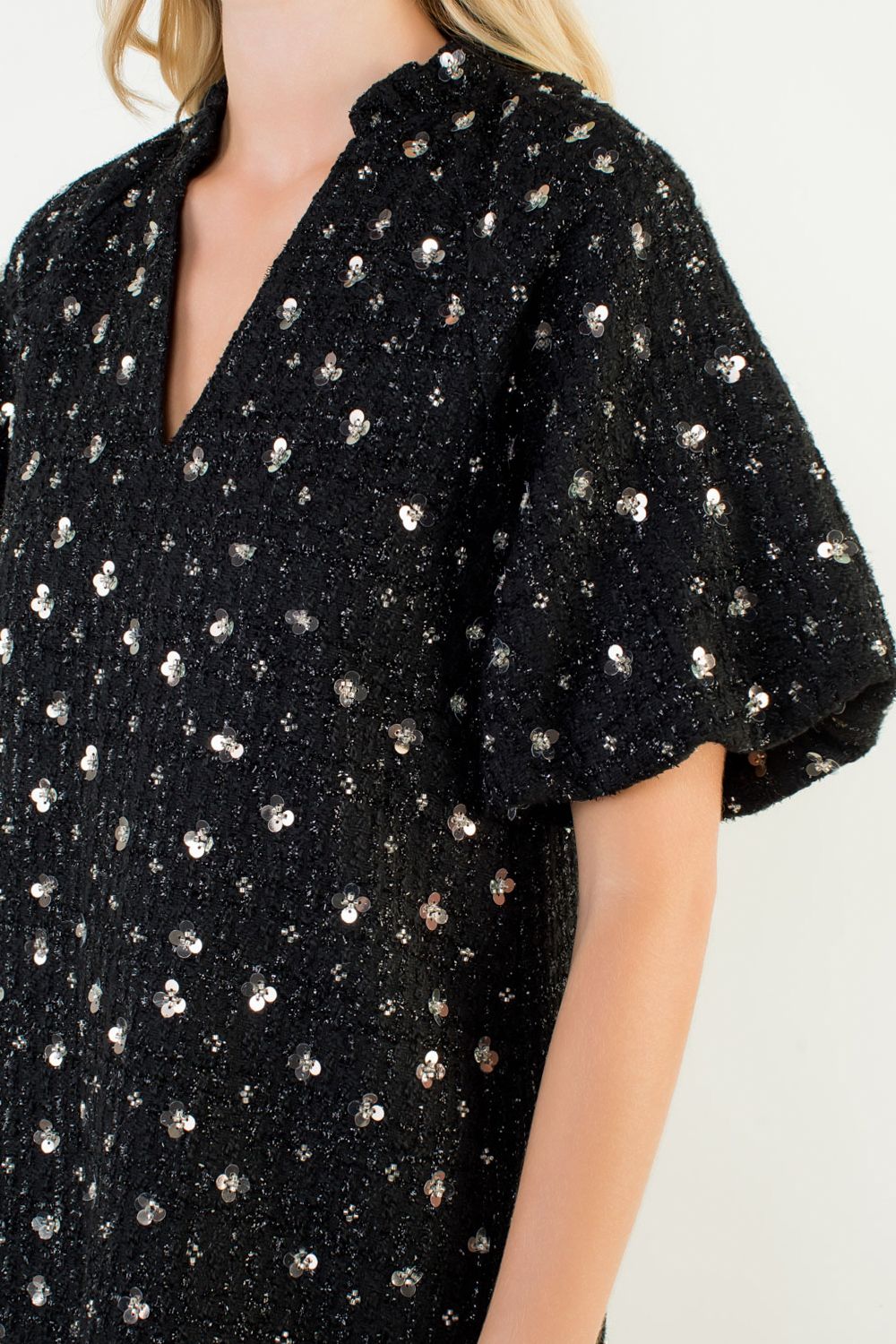 Black Sequined Garment Dress