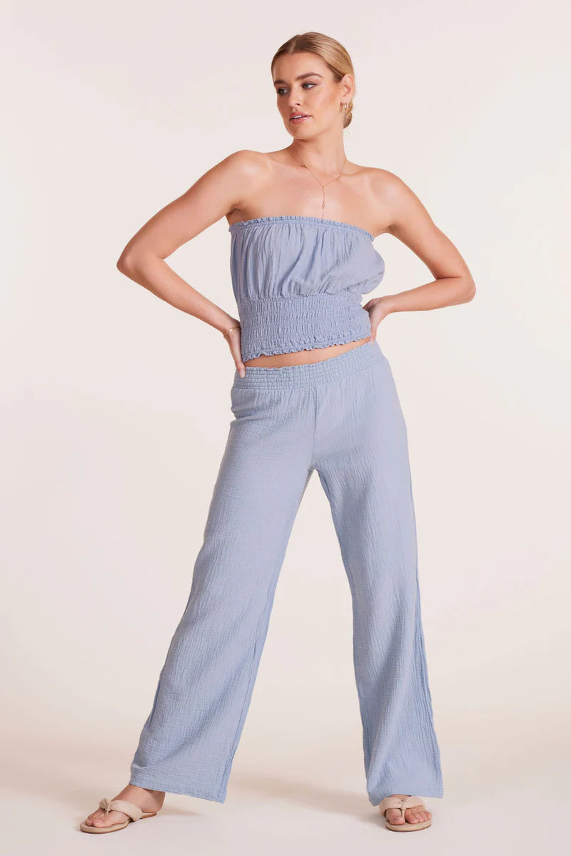 Smocked Waist Gauze Pant in Water